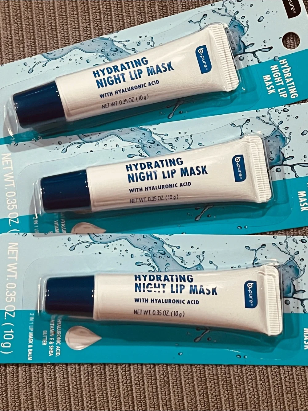 b.pure Hydrating Night Lip Mask - Blue/White - Set of 3